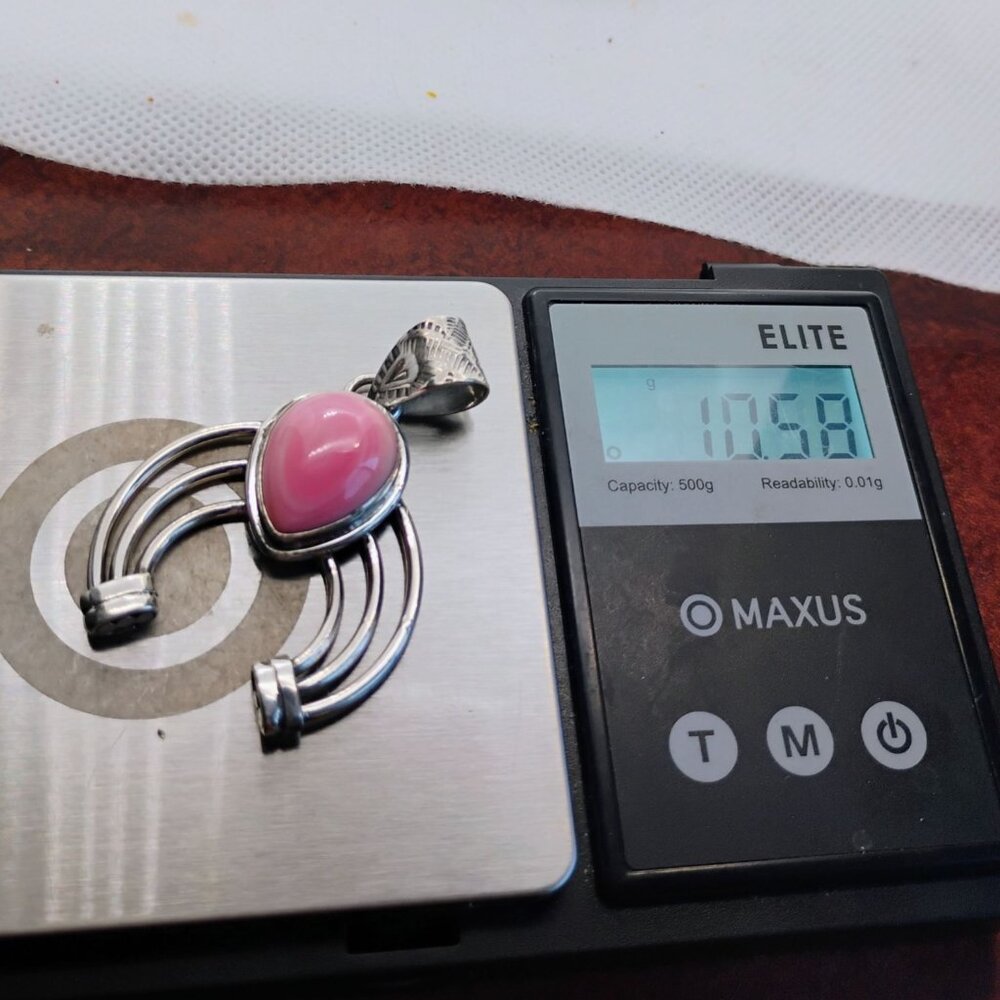 Handmade Sterling Silver Pink Conch Shell Naja Pendant Southwest Cowgirl - Picture 5 of 6